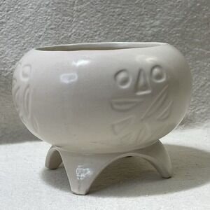 Roselane Beige Footed Planter Mid Century Modern‎ Abstract Design Decor Pottery